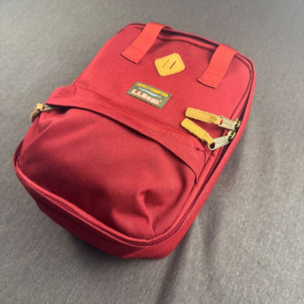 LL Bean Continental Rucksack Red Canvas LUNCHPACK LUNCH Bag Travel Daypack